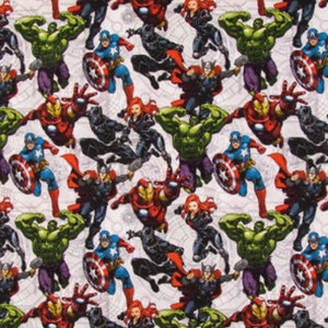 Superhero Fabric - Fat Quarter - Avengers - Iron Man - Hulk -Black Panther -Thor - Captain America - Hulk - Spider-man - Iron Man