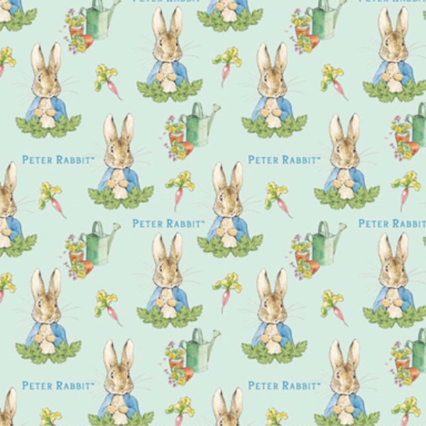 Peter Rabbit Badge Cotton Fabric - by the 1/4 yard, 1/2 yard, Continuous cuts - Fat Quarters - 100% Cotton -