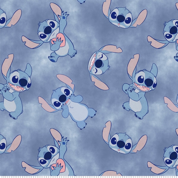 LILO and Stitch Watercolor cotton fabric- 1/4 yard, 1/2 yard- Fat Quarter - 100% Cotton - continuous cuts!