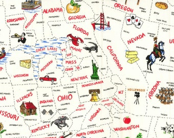 End of Bolt - States Cotton fabric - Cream Cotton Fabric 100% Cotton - Fabric - continuous cuts Planes, Trains, Trucks