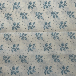 Vintage Light Blue Floral cotton fabric  - Fat Quarter - 100% Cotton - by the 1/2 yard- continuous cuts
