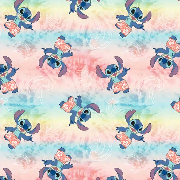 LILO and Stitch Tie Dye cotton fabric- 1/4 yard, 1/2 yard- Fat Quarter - 100% Cotton - continuous cuts!