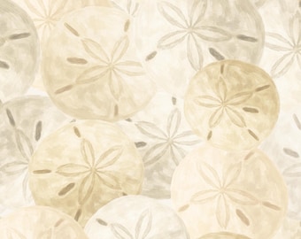 Packed Sand Dollars Fabric - Coastal Seashell Cotton - 100% Cotton - Beach Quilt Fabric  Continuous cuts - Sewing and Quilt