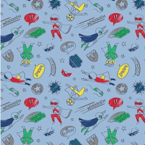 Half Pint Hero’s on blue- 100% Cotton Fabric - Fat Quarters - By the yard-