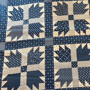 Vintage Patchwork Blue Print cotton fabric  - Fat Quarter - 100% Cotton - by the 1/2 yard- continuous cuts