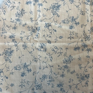 Vintage Light Blue Floral cotton fabric  - Fat Quarter - 100% Cotton - by the 1/2 yard- continuous cuts