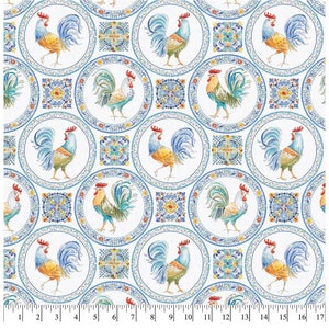 Morning Bloom Medallion Rooster cotton Fabric - 100% Cotton -