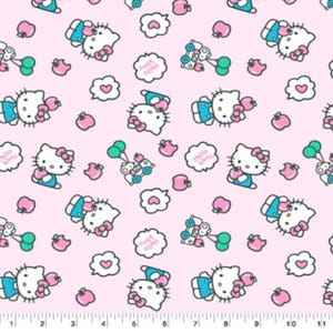 Hello Kitty pink Fabric- 100% Cotton - Fabric By Springs Creative - Licensed Fabric 18. Apple Pack