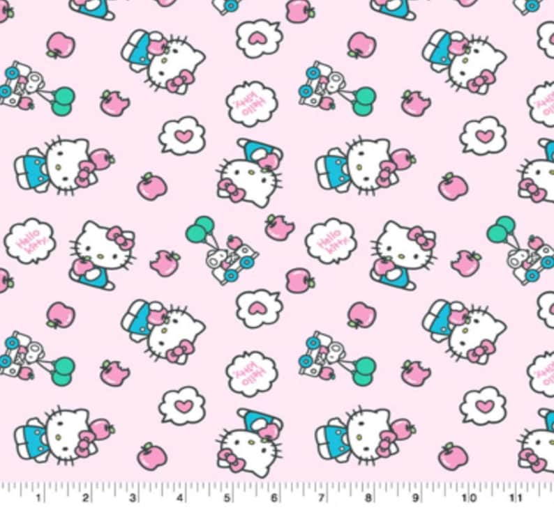 Hello Kitty pink Fabric- 100% Cotton - Fabric By Springs Creative - Licensed Fabric 18. Apple Pack