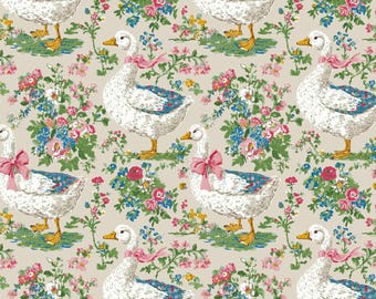 Watercolor Goose Cotton fabric- Continuous cuts- 100% Cotton-