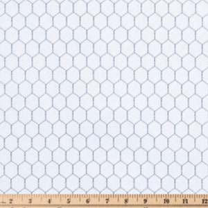 Chicken Wire Calico Cotton Fabric- white - cotton Fabric - 100% Cotton - By the 1/2 Yard - Fat Quarters -