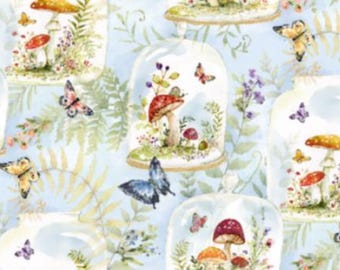 Springs Creative - Intriguing Mushrooms by Susan Winget Designs Cotton fabric- 100% Cotton - Fabric - cut to size
