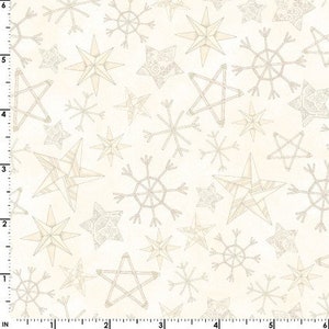 End of Bolt- Straw Stars on Beige Christmas Cotton Fabric- MAS10556-E Homemade Holidays -Maywood Studios