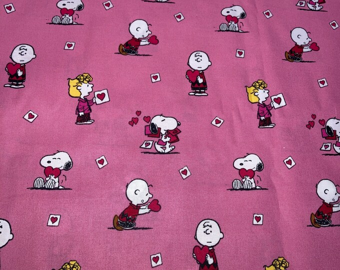 Peanuts Valentines Day Character Fabric 1/4 Yard, 1/2 Yard, Remnant Fat