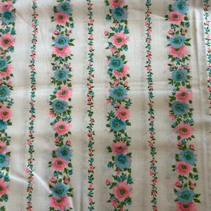 Vintage Floral Stripe cotton fabric  - Fat Quarter - 100% Cotton - by the 1/2 yard- continuous cuts