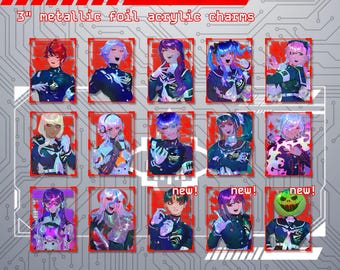 The Hundred Line: Last Defense Academy Foil Acrylic Charms + Clear Photocards