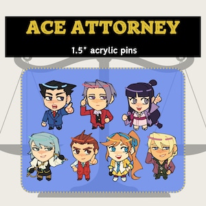 Ace Attorney Acrylic Pins