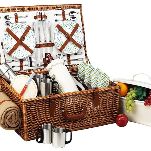 Handmade Reed Willow Woven Picnic Basket Set Etsy