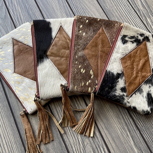 Cute Leather Cowhide Women's Makeup Pouch Bag