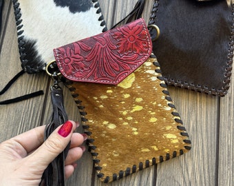 Phone Crossbody Western Cowhide Fringe Purse