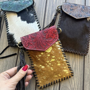 Phone Crossbody Western Cowhide Fringe Purse