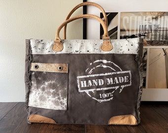 Handmade Western Fashion Cowhide Weekender Bag