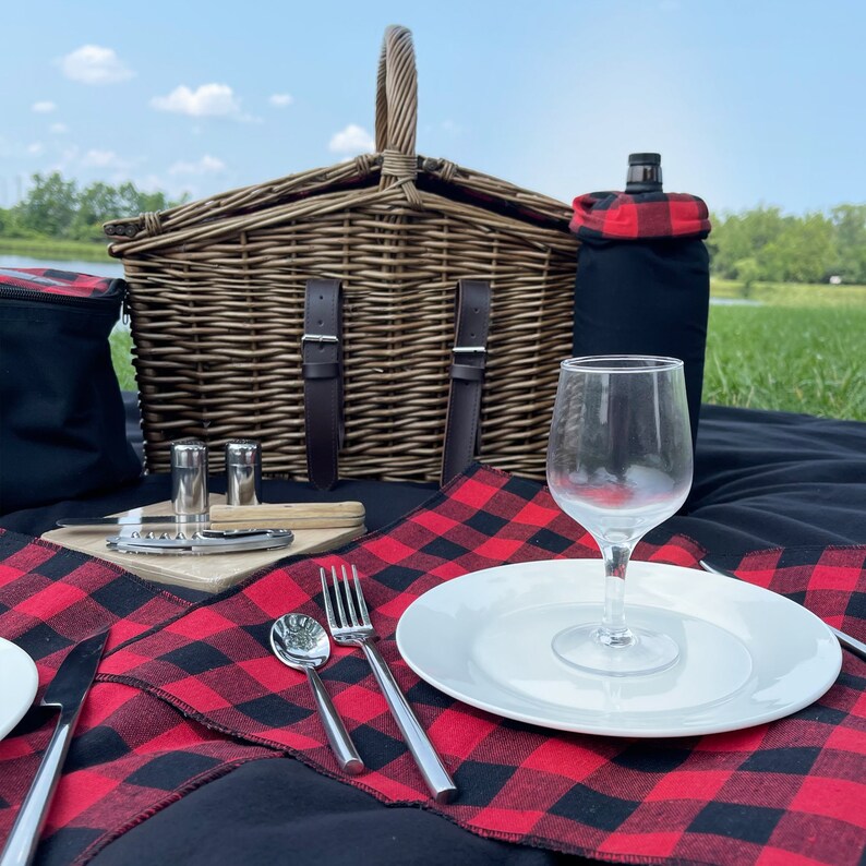 Handwoven Deluxe Willow Picnic Basket Set Etsy