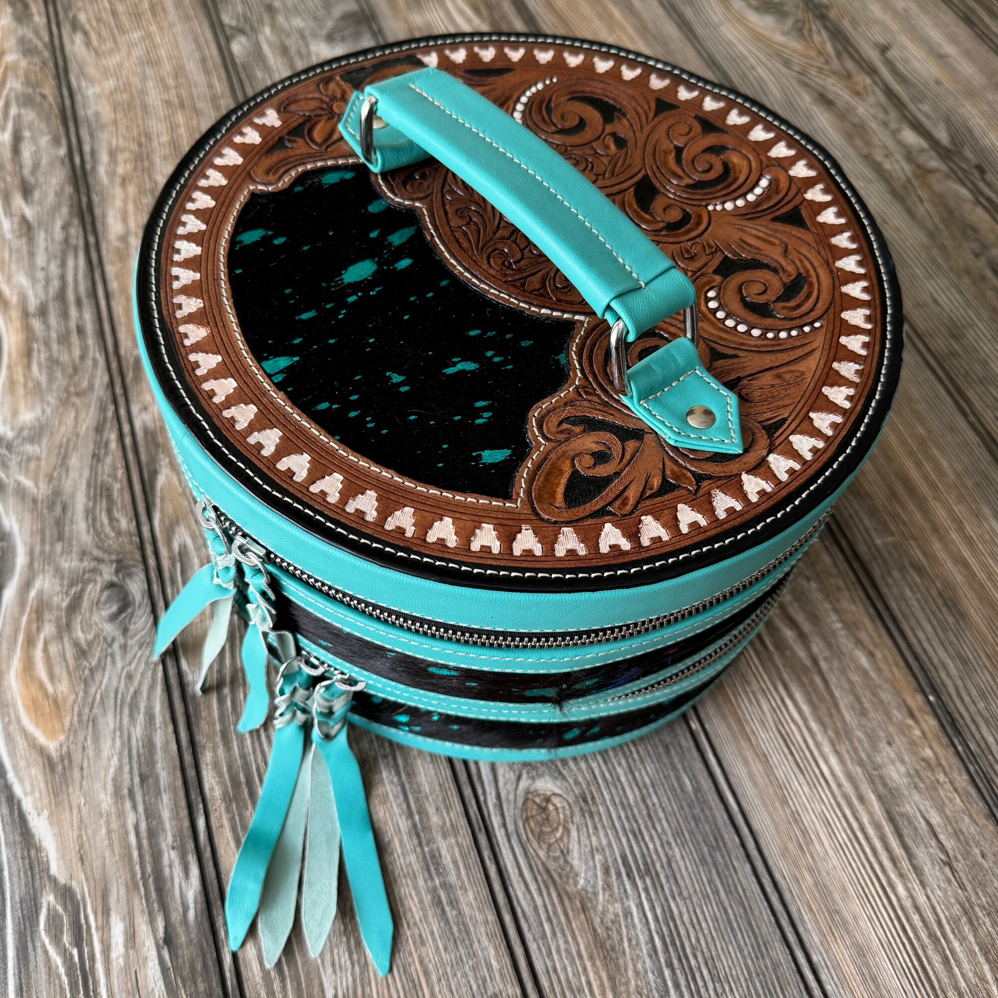 Elegant Handcrafted Turquoise Jewelry Travel Case
