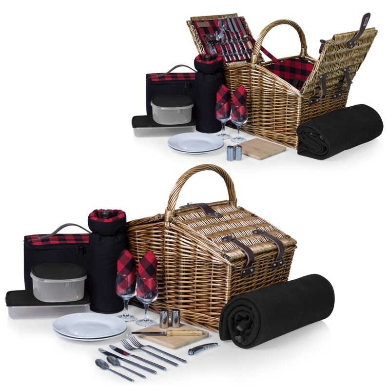 Handwoven Deluxe Willow Picnic Basket Set Etsy
