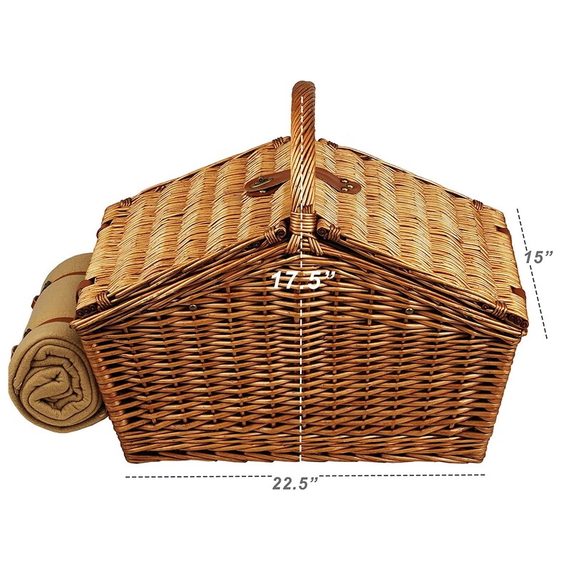 Handmade Willow Woven English Picnic Basket Set Etsy