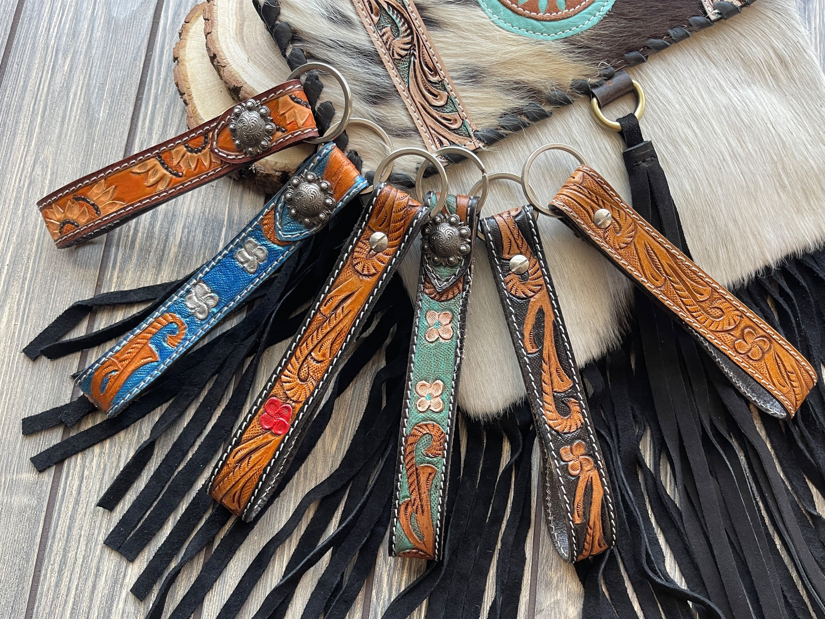 Brand New Western Leather Keychains 