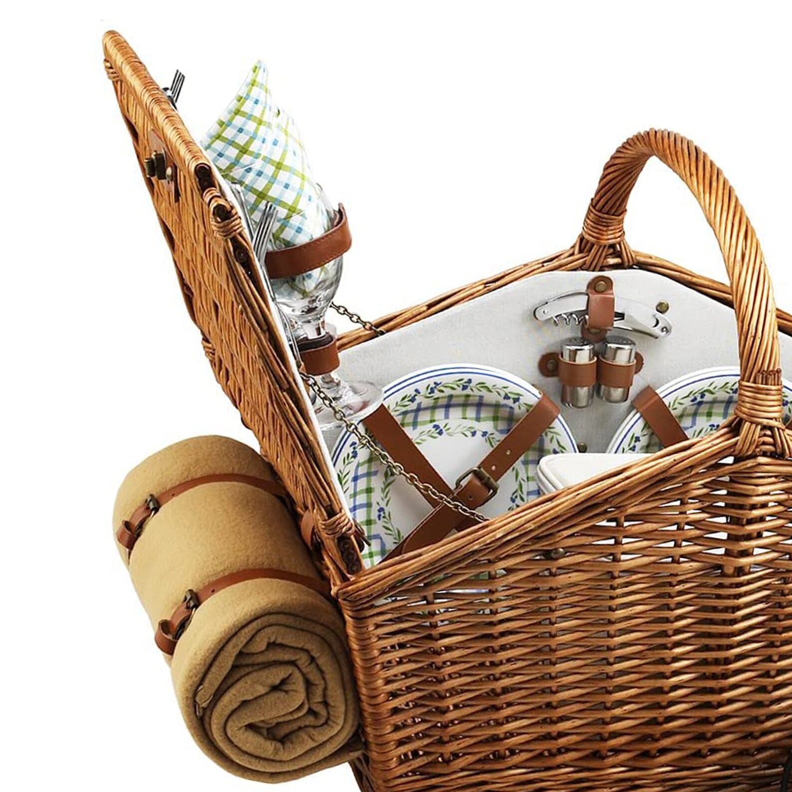 Handmade Willow Woven English Picnic Basket Set Etsy