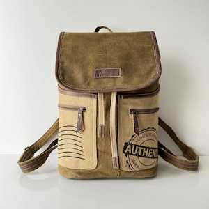 Mochila Explorer autêntica de lona encerada durável e feita à mão