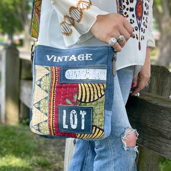 Handmade Vintage Canvas Crossbody Messenger Bag