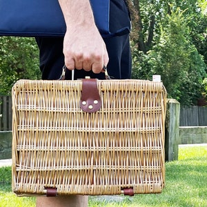 Handwoven English Style Picnic Basket Set image 10