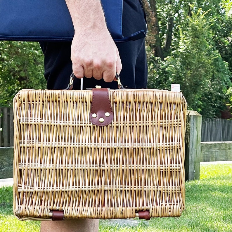 Handwoven English Style Picnic Basket Set image 10