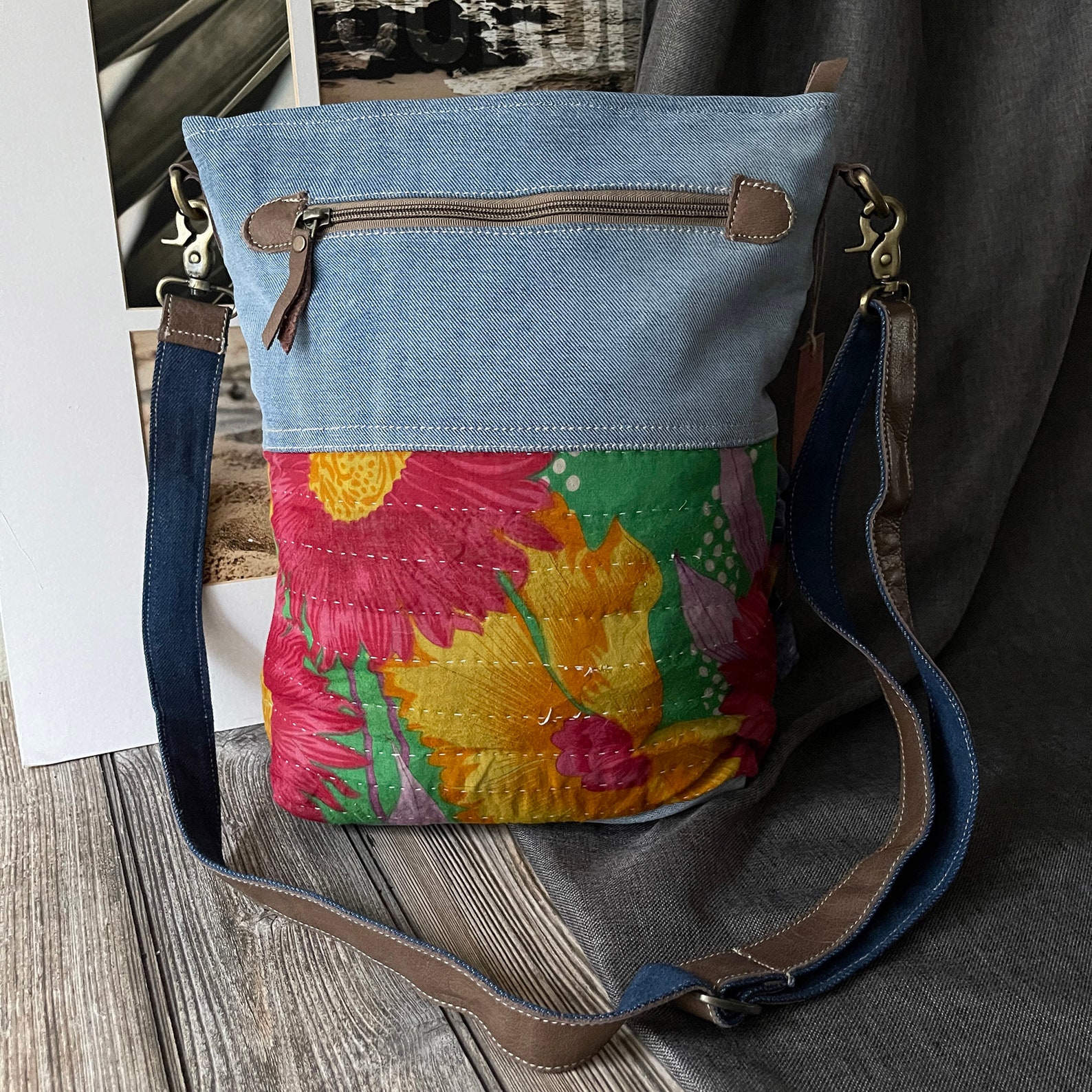 Handmade Canvas Crossbody Messenger Tote Bag Etsy