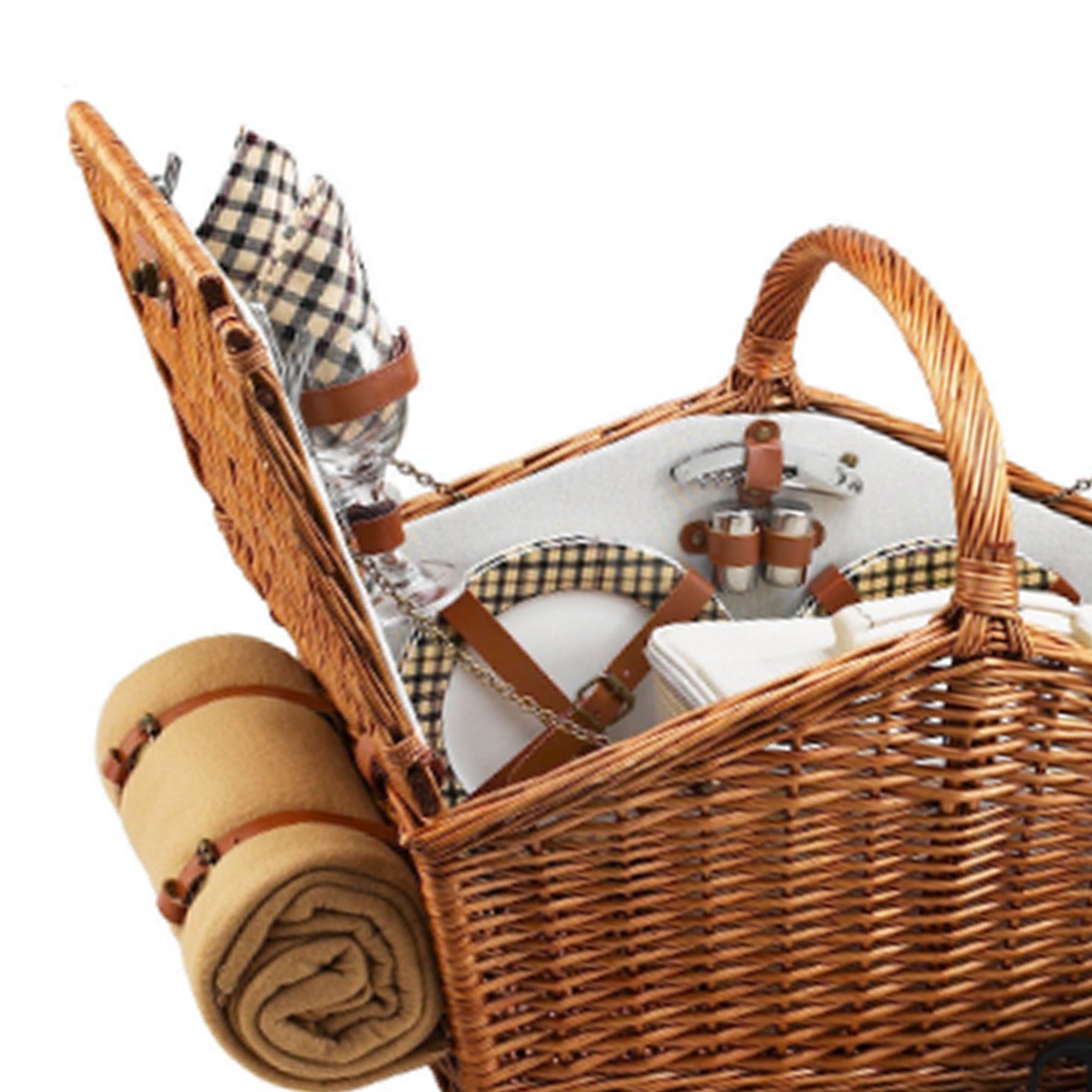 Willow Woven English Picnic Basket Set Etsy