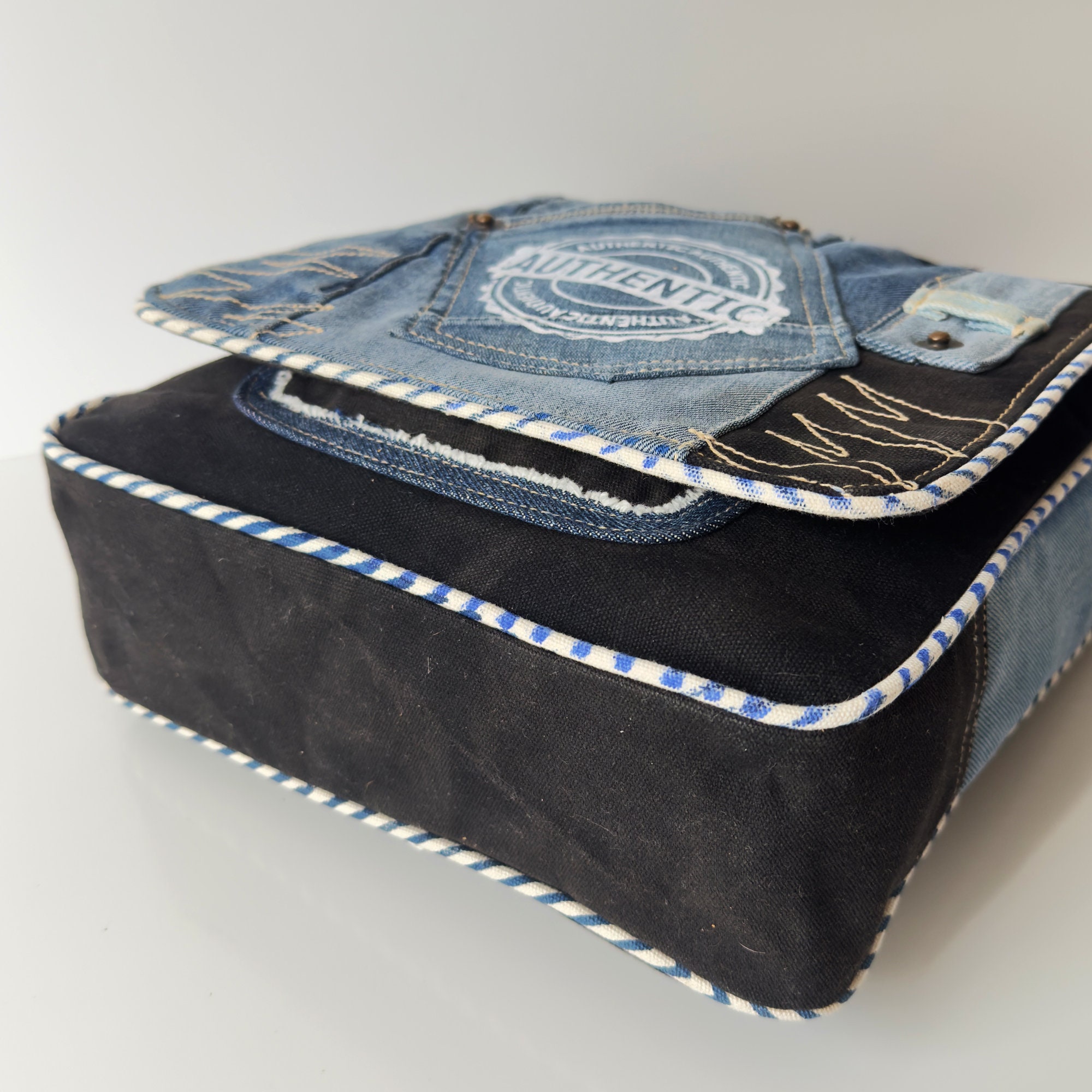 Urban Style Upcycled Denim Crossbody Bag | Eco-friendly