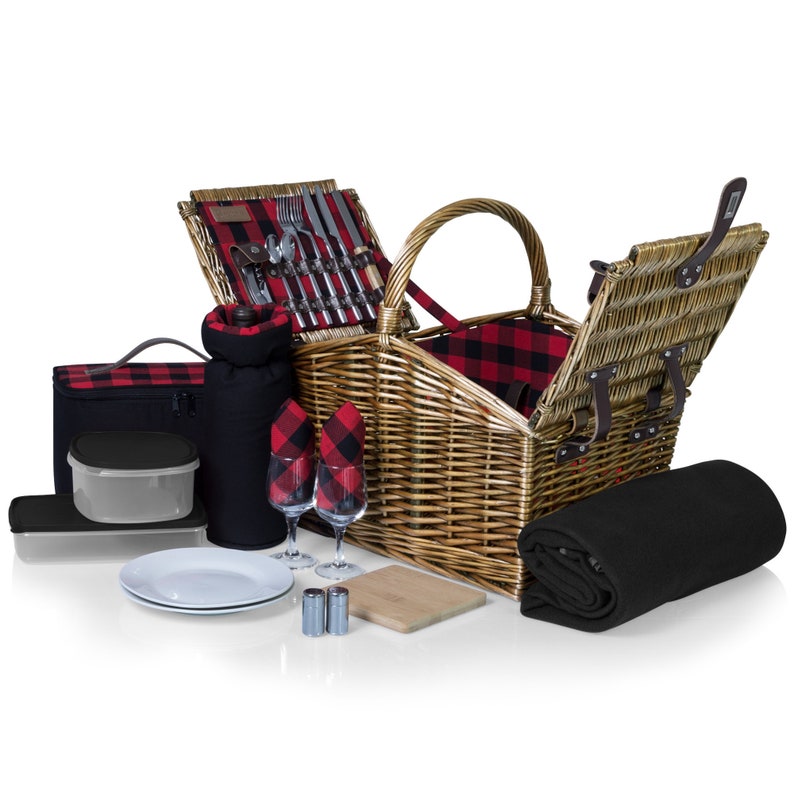 Handwoven Deluxe Willow Picnic Basket Set Etsy