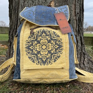 Vintage Style Canvas Mandala Backpack Bag