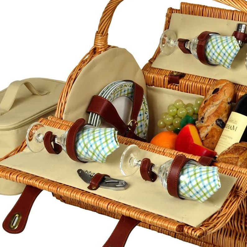 Yorkshire Willow Handwoven Picnic Basket Set Etsy