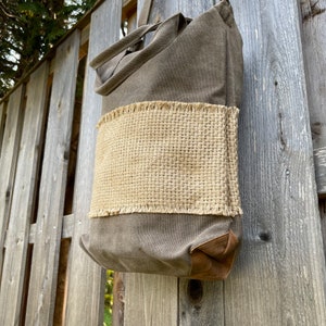 Canvas And Burlap Cross Body Messenger Bag image 5