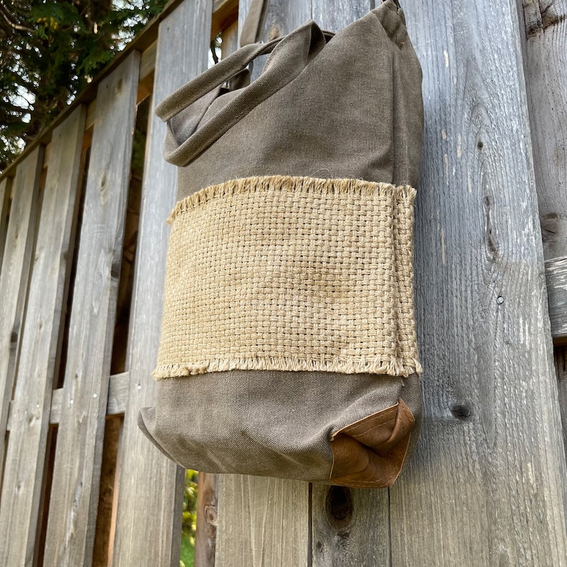 Canvas And Burlap Cross Body Messenger Bag image 5