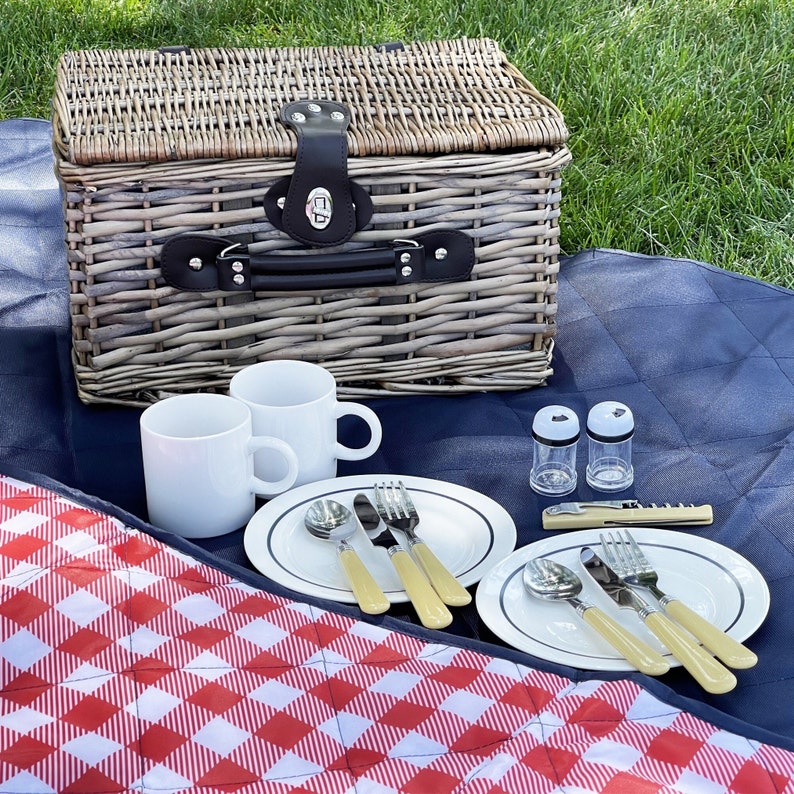 Handwoven English Style Picnic Basket Set image 2