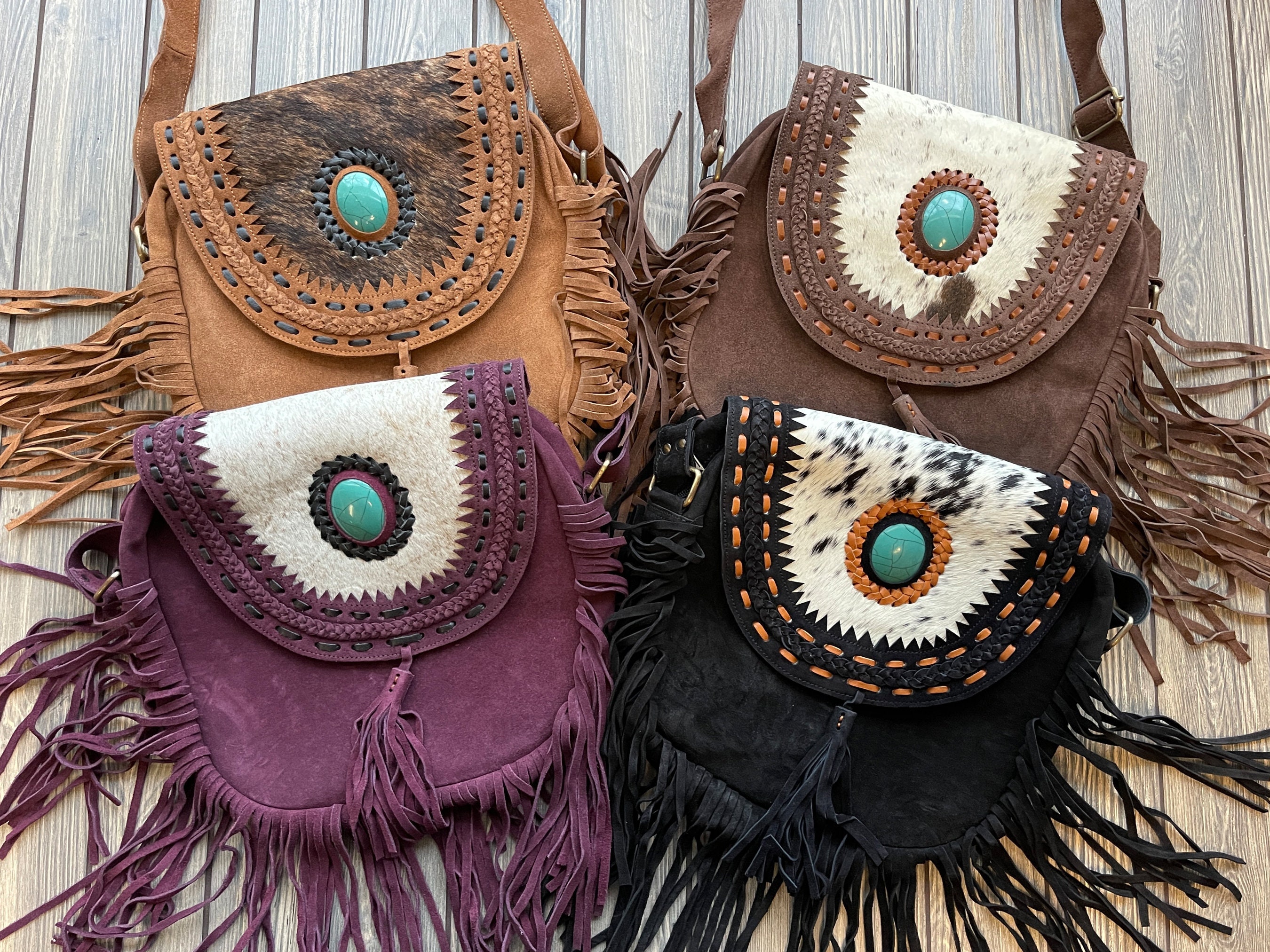 Luxury Western Purse Fringe / Bag / PU Leather / Turquoise -  UK