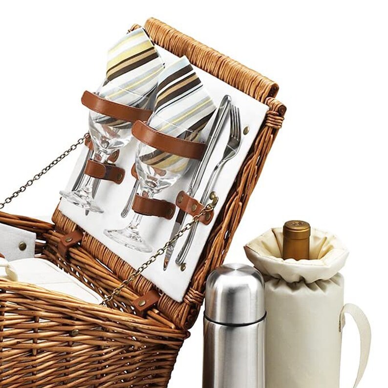 Handmade Willow Woven English Picnic Basket Set Etsy