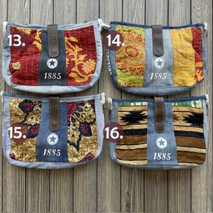 Fun Upcycled Canvas & Leather Crossbody Bag Handmade