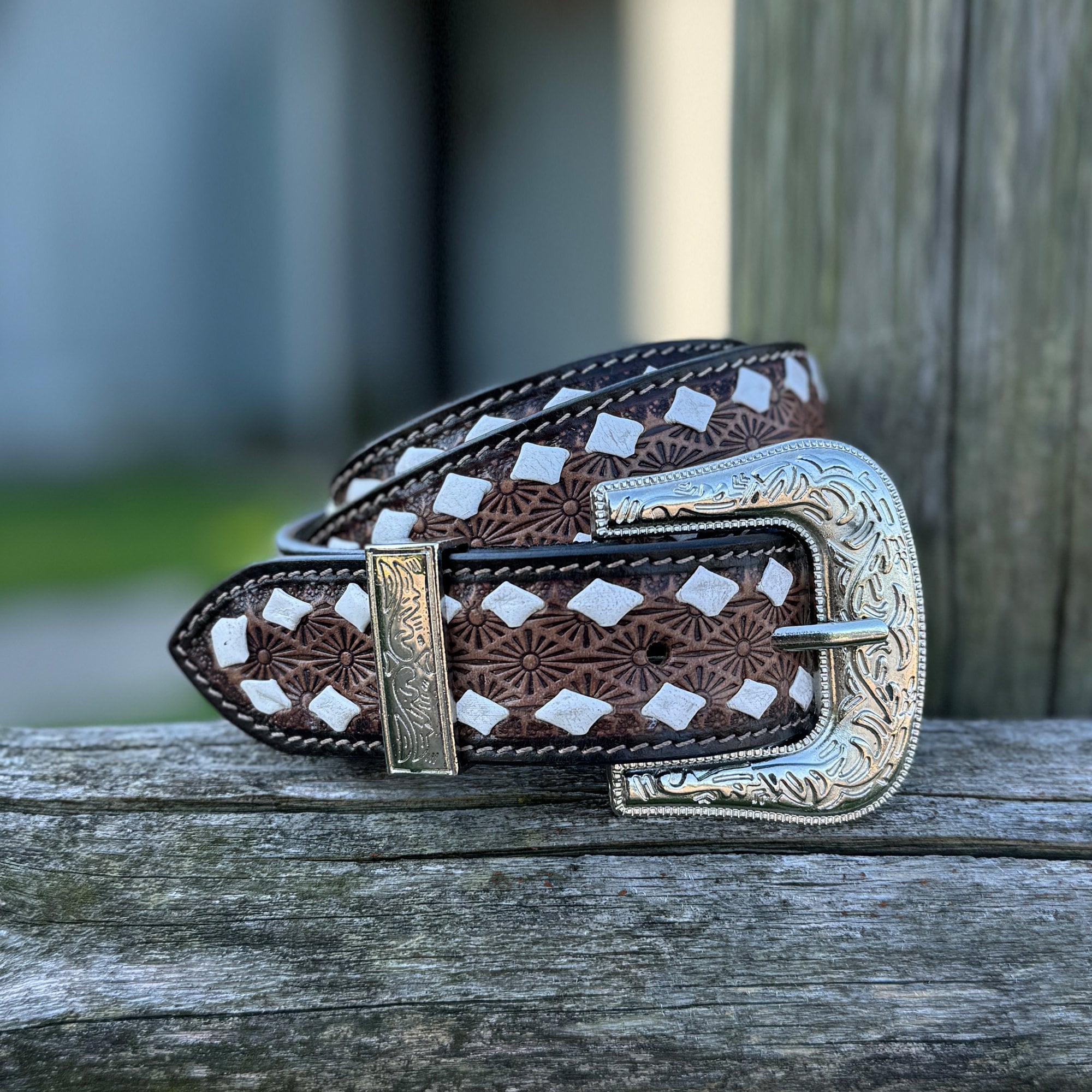 Handcrafted Belt  with Geometric Design Southwest Ribbon Club Belt main image 2