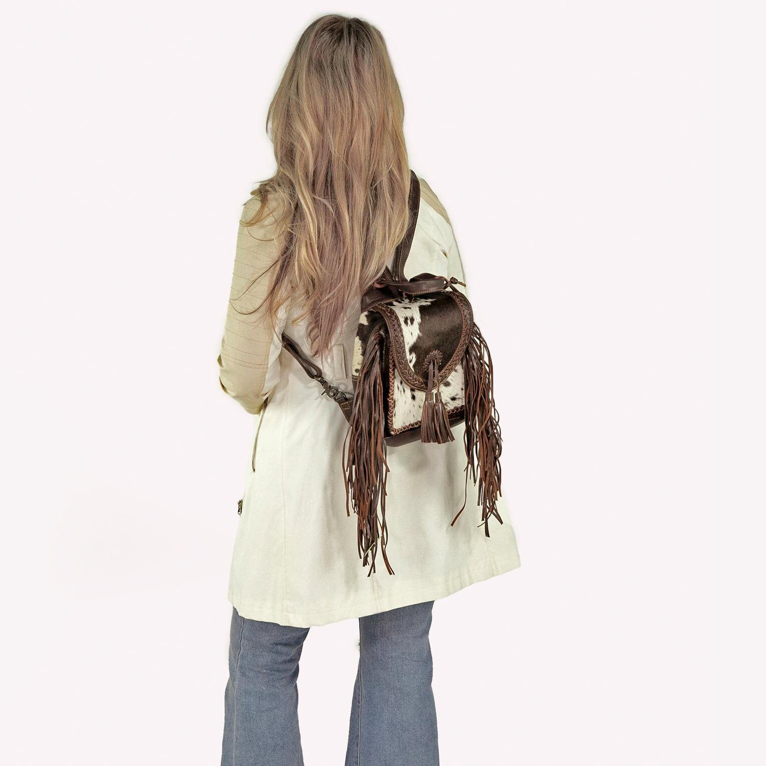 YSC Cream Woven Fringe Backpack Fringe Backpack - Etsy main image 3